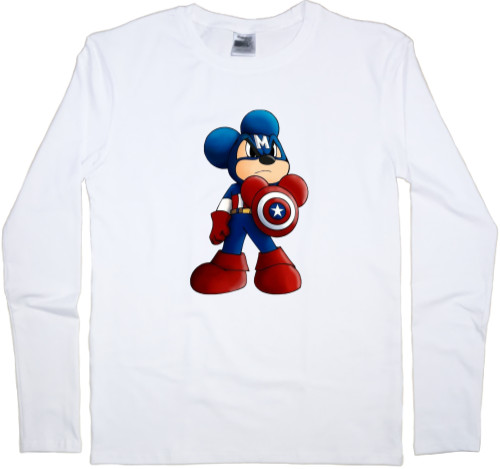 Футболка з Довгим Рукавом Чоловіча - captain america Mickey Mouse - Mfest