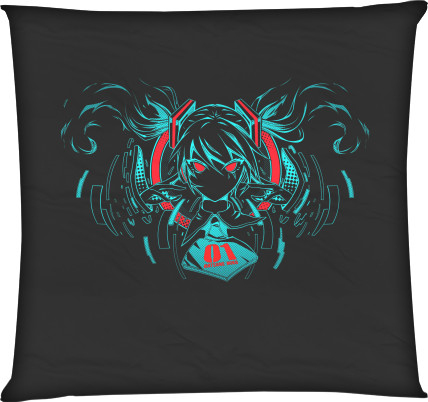 Square Throw Pillow - ANIME TECH-GIRL - Mfest