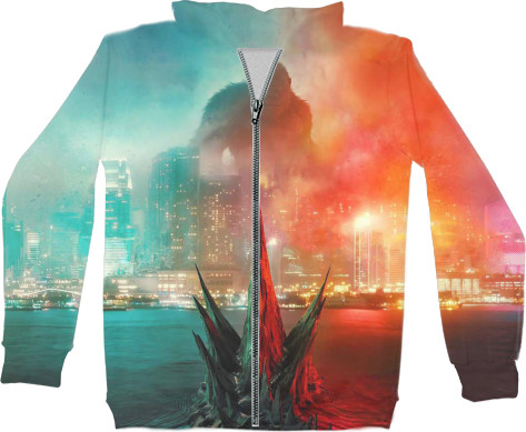 Unisex Zip-through Hoodie 3D - godzilla vs kong 2 - Mfest