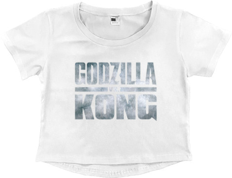 Women's Cropped Premium T-Shirt - godzilla vs kong logo 2 - Mfest