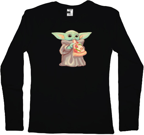 Women's Longsleeve Shirt - Baby Yoda eats pizza - Mfest