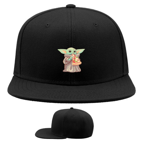 Snapback Baseball Cap - Baby Yoda eats pizza - Mfest