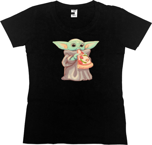 Women's Premium T-Shirt - Baby Yoda eats pizza - Mfest