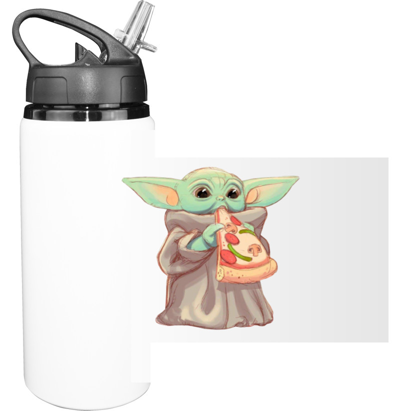 Sport Water Bottle - Baby Yoda eats pizza - Mfest