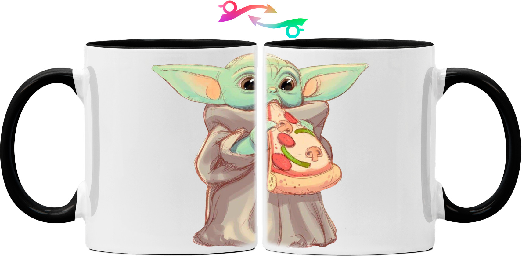 Baby Yoda eats pizza