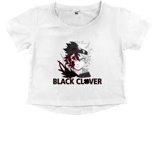 Kids' Premium Cropped T-Shirt - black clover 2 - Mfest