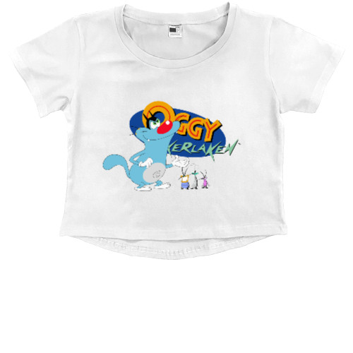 Kids' Premium Cropped T-Shirt - oggy and the cockroaches 2 - Mfest