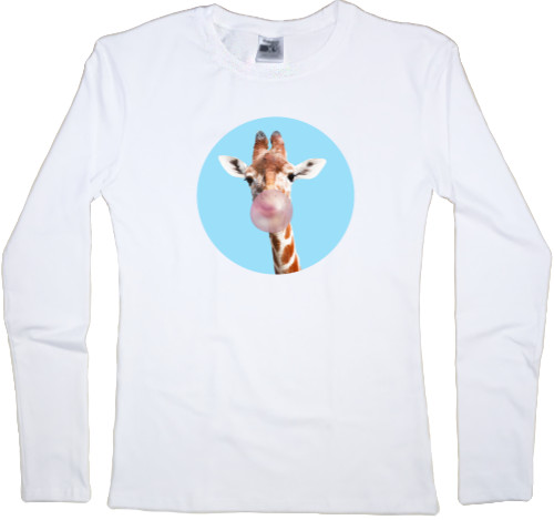 Women's Longsleeve Shirt - giraffe bubble gum - Mfest