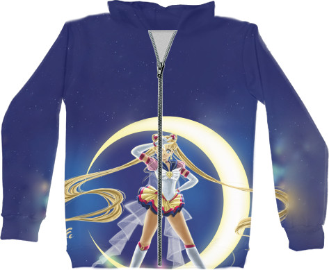 Unisex Zip-through Hoodie 3D - sailor moon - Mfest