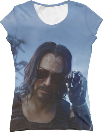 Women's T-Shirt 3D - киану ривз cyberpunk 2077 - Mfest