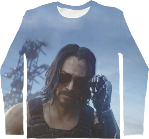 Men's Longsleeve Shirt 3D - киану ривз cyberpunk 2077 - Mfest