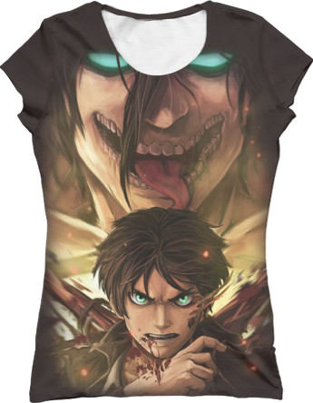 Women's T-Shirt 3D - attack on titan eren - Mfest