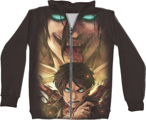 Unisex Zip-through Hoodie 3D - attack on titan eren - Mfest