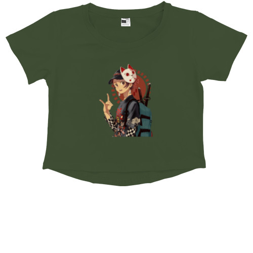 Kids' Premium Cropped T-Shirt - TANJIRO KAMADO - Mfest