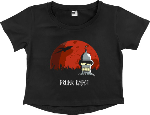 Women's Cropped Premium T-Shirt - DRUNK ROBOT - Mfest