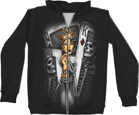 Kids' Zip-through Hoodie 3D - карти гральні арт - Mfest