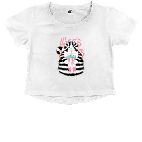 Kids' Premium Cropped T-Shirt - cat grabs - Mfest