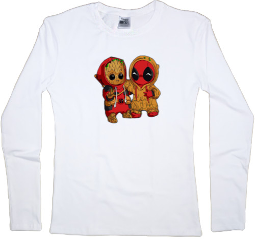 Women's Longsleeve Shirt - baby groot and Deadpool - Mfest