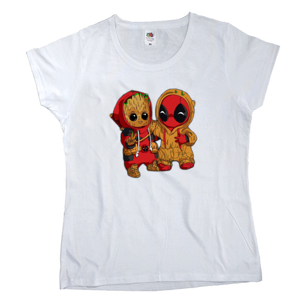 Women's T-shirt Fruit of the loom - baby groot and Deadpool - Mfest