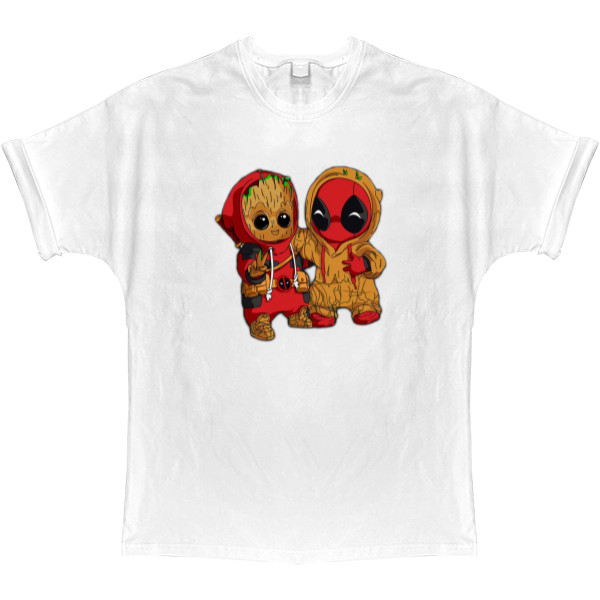 T-shirt Oversize - baby groot and Deadpool - Mfest