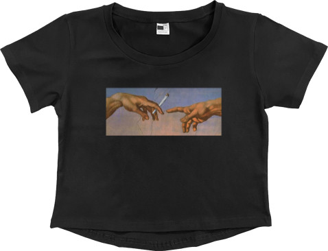 Women's Cropped Premium T-Shirt - HAND OF GOD TEE - Mfest