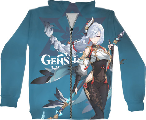 Unisex Zip-through Hoodie 3D - shenhe genshin impact - Mfest