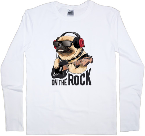 Футболка з Довгим Рукавом Чоловіча - pug on the rock - Mfest