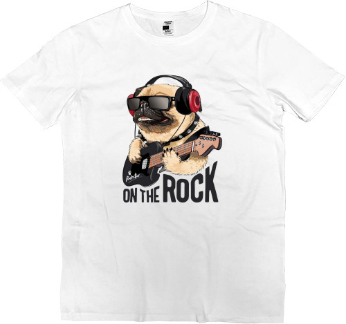 Футболка Премиум Мужская - pug on the rock - Mfest