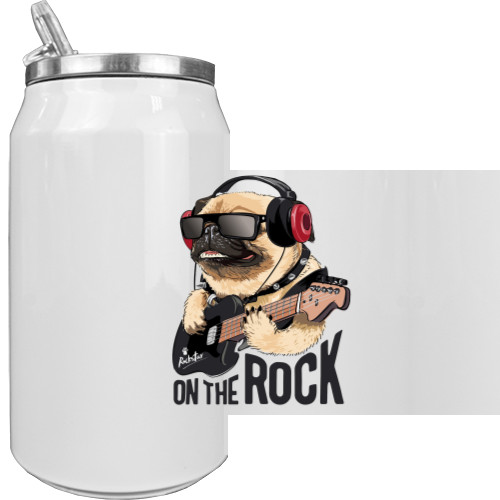 pug on the rock