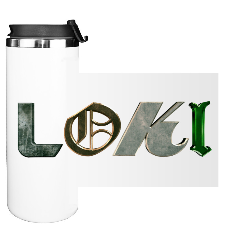 Water Bottle on Tumbler - loki logo - Mfest