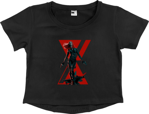 Women's Cropped Premium T-Shirt - Black Widow art - Mfest