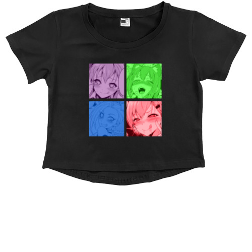 Kids' Premium Cropped T-Shirt - ahegao - Mfest