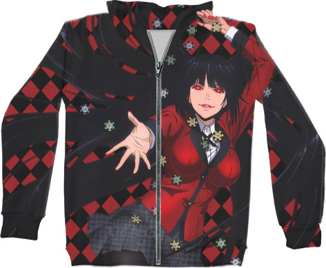 Kids' Zip-through Hoodie 3D - Kakegurui - Yumeko Jabami - Mfest