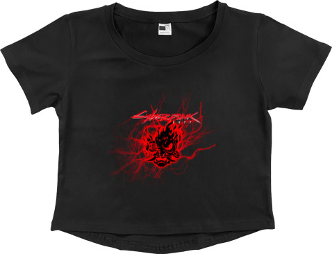 Women's Cropped Premium T-Shirt - Cyberpunk 2077 SAMURAI - Mfest