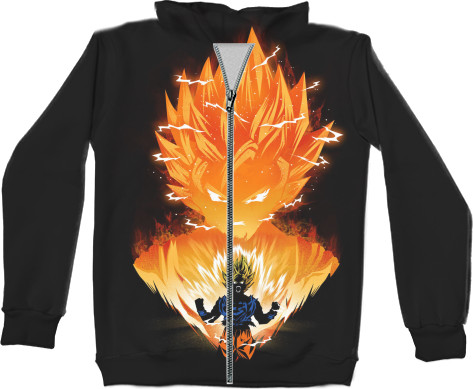 Unisex Zip-through Hoodie 3D - son goku - Mfest