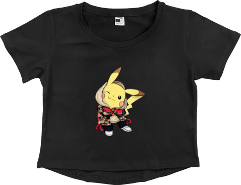 Women's Cropped Premium T-Shirt - cool pikachu - Mfest