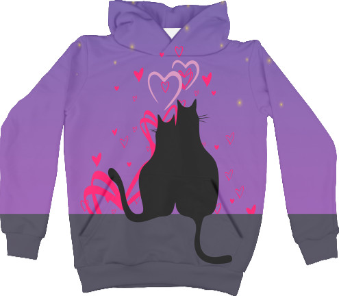 Kids' Hoodie 3D - Котик и киска - Mfest