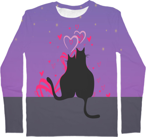 Kids' Longsleeve Shirt 3D - Котик и киска - Mfest