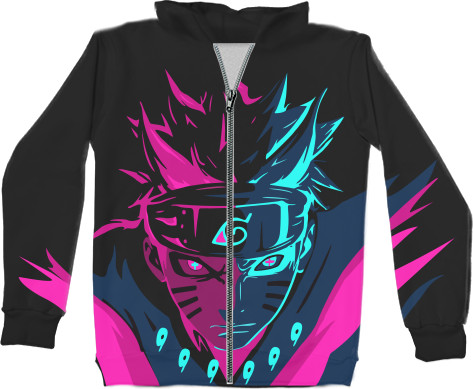 Unisex Zip-through Hoodie 3D - наруто neon - Mfest