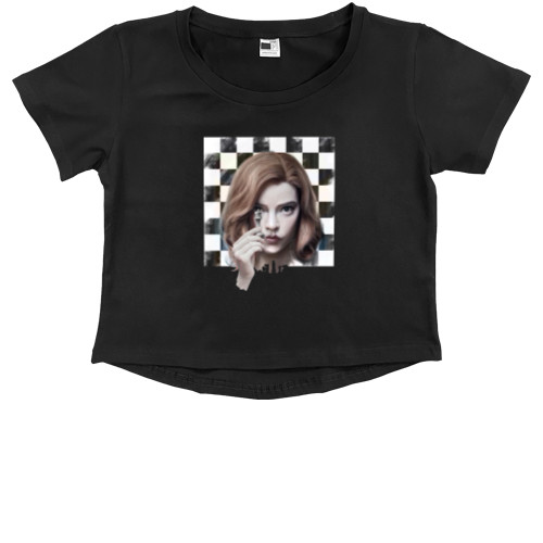 Kids' Premium Cropped T-Shirt - queens gambit art - Mfest