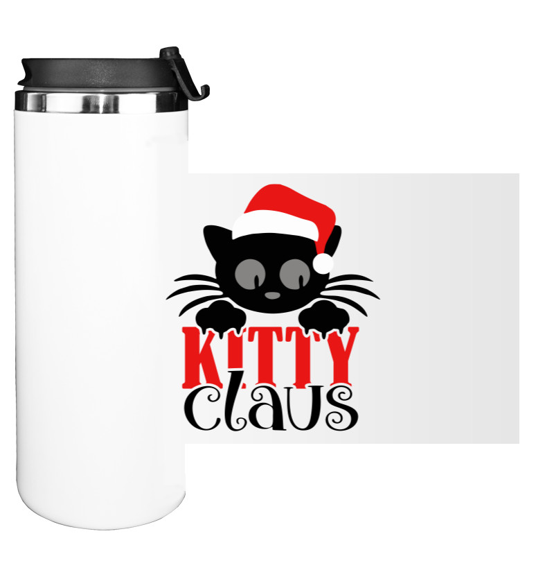 Water Bottle on Tumbler - kitty claus - Mfest