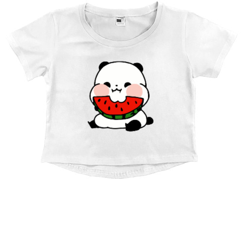 Панды - Kids' Premium Cropped T-Shirt - панда 4 - Mfest