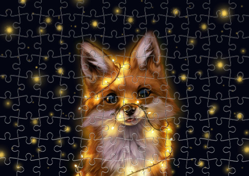 Fox And Christmas Lights