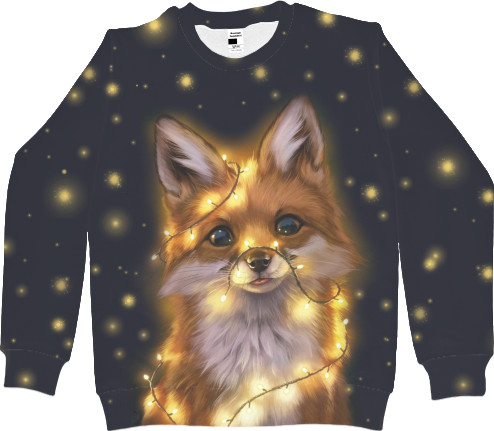 Kids' Sweatshirt 3D - Fox And Christmas Lights - Mfest