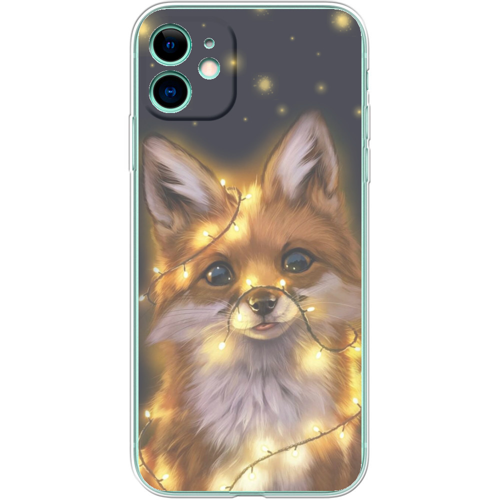 Чехол iPhone - Fox And Christmas Lights - Mfest