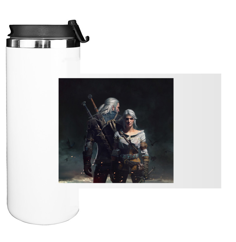 Water Bottle on Tumbler - witcher geralt and ciri - Mfest