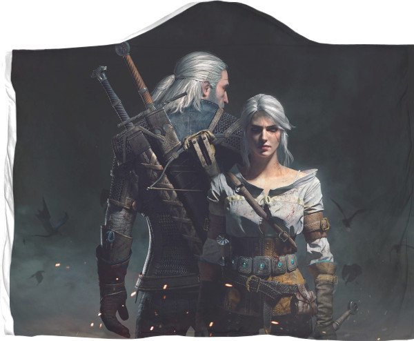 Плед с капюшоном 3D - witcher geralt and ciri - Mfest