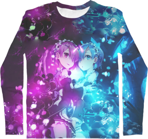 Zero kara Hajimeru Isekai Seikatsu /  Жизнь с нуля в альтернативном мире - Men's Longsleeve Shirt 3D - RAM REM - Mfest