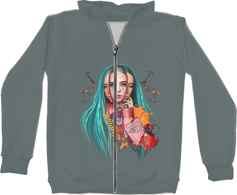 Kids' Zip-through Hoodie 3D - billie eilish - Mfest