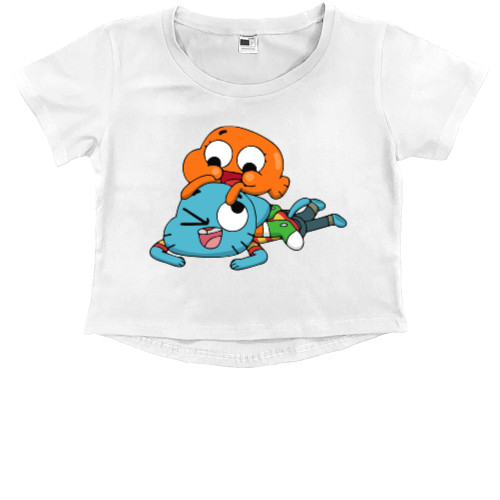 Kids' Premium Cropped T-Shirt - gumball and darwin 3 - Mfest